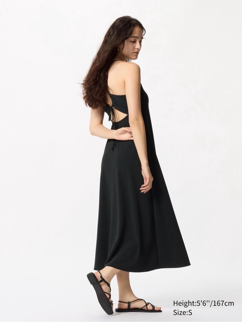 Uniqlo Black Open-Back Crepe Camisole Bra Dress